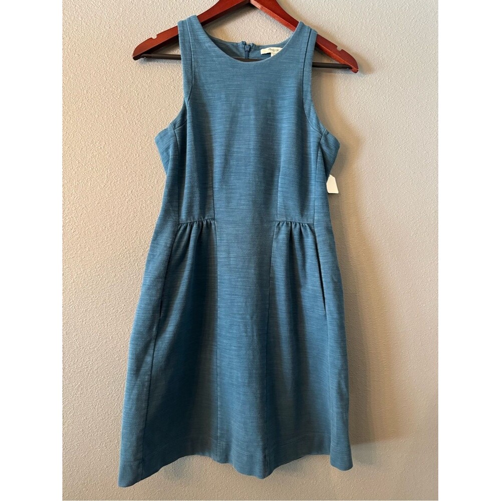 Madewell Blue Sleeveless Pocket Midi Dress Size Small
